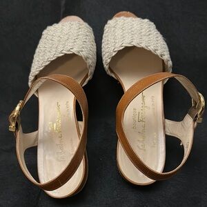 Salvatore Ferragamo Vintage Woven Sandals With Ankle Strap/Buckle, Size 8.5